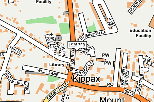 LS25 7FB map - OS OpenMap – Local (Ordnance Survey)
