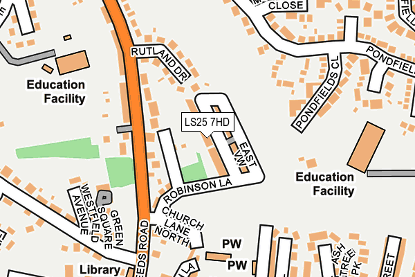 LS25 7HD map - OS OpenMap – Local (Ordnance Survey)
