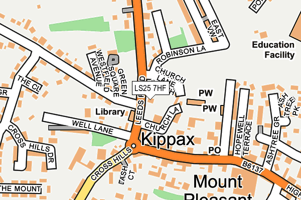 LS25 7HF map - OS OpenMap – Local (Ordnance Survey)