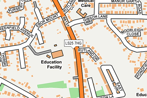 LS25 7HG map - OS OpenMap – Local (Ordnance Survey)