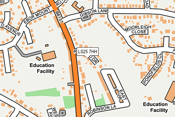 LS25 7HH map - OS OpenMap – Local (Ordnance Survey)
