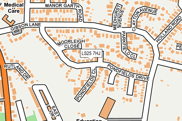 LS25 7HJ map - OS OpenMap – Local (Ordnance Survey)