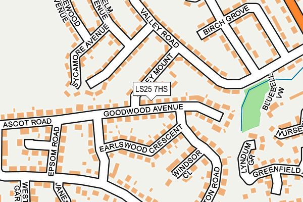 LS25 7HS map - OS OpenMap – Local (Ordnance Survey)