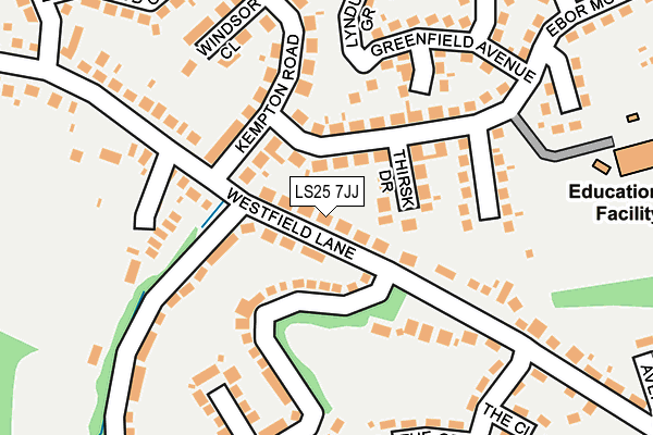 LS25 7JJ map - OS OpenMap – Local (Ordnance Survey)