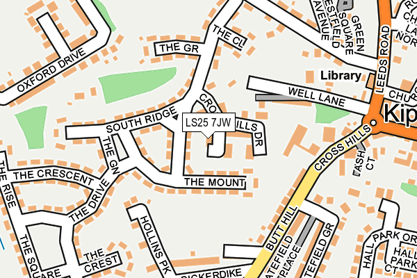LS25 7JW map - OS OpenMap – Local (Ordnance Survey)