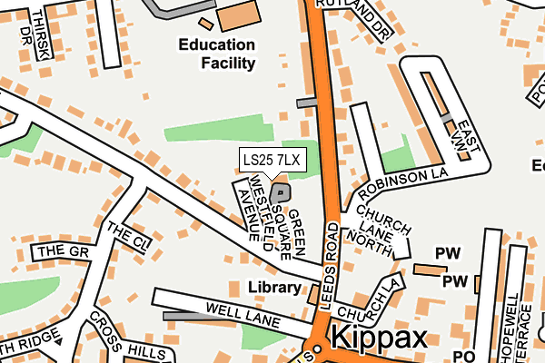 LS25 7LX map - OS OpenMap – Local (Ordnance Survey)