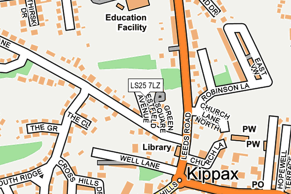 LS25 7LZ map - OS OpenMap – Local (Ordnance Survey)