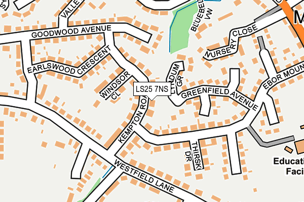 LS25 7NS map - OS OpenMap – Local (Ordnance Survey)