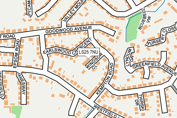 LS25 7NU map - OS OpenMap – Local (Ordnance Survey)