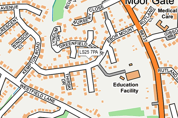 LS25 7PA map - OS OpenMap – Local (Ordnance Survey)