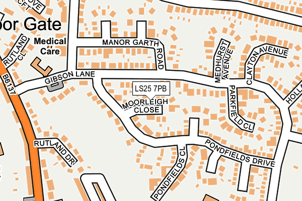 LS25 7PB map - OS OpenMap – Local (Ordnance Survey)