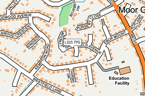LS25 7PS map - OS OpenMap – Local (Ordnance Survey)