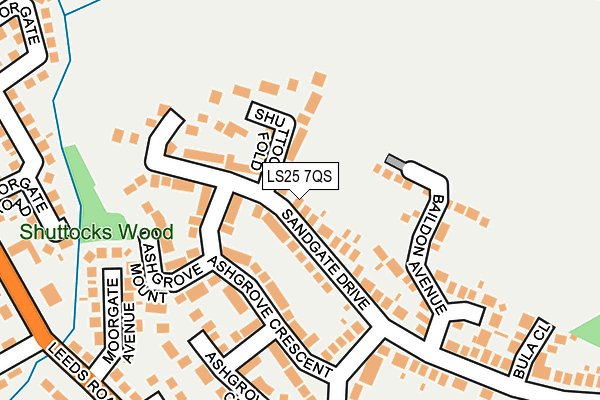 LS25 7QS map - OS OpenMap – Local (Ordnance Survey)