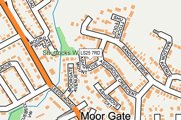 LS25 7RD map - OS OpenMap – Local (Ordnance Survey)