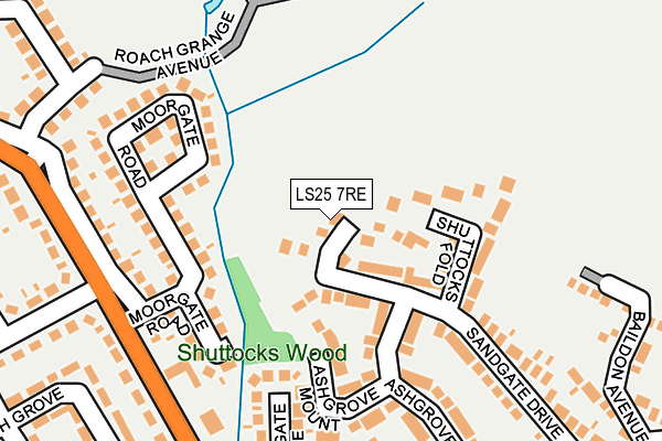 LS25 7RE map - OS OpenMap – Local (Ordnance Survey)