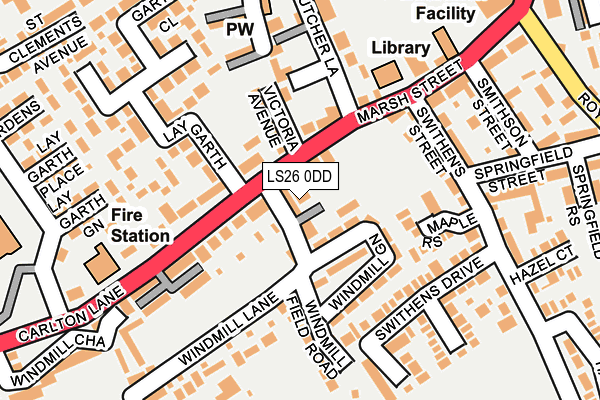 LS26 0DD map - OS OpenMap – Local (Ordnance Survey)