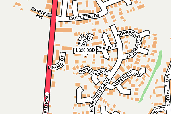 LS26 0GD map - OS OpenMap – Local (Ordnance Survey)