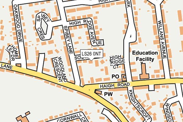 LS26 0NT map - OS OpenMap – Local (Ordnance Survey)
