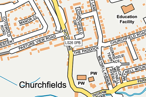 LS26 0PB map - OS OpenMap – Local (Ordnance Survey)