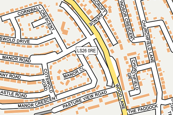 LS26 0RE map - OS OpenMap – Local (Ordnance Survey)