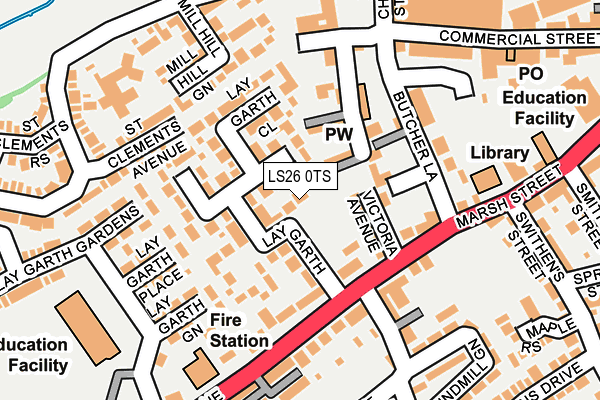 LS26 0TS map - OS OpenMap – Local (Ordnance Survey)