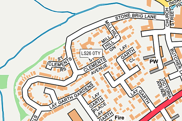 LS26 0TY map - OS OpenMap – Local (Ordnance Survey)