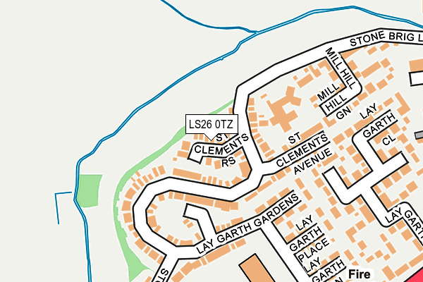 LS26 0TZ map - OS OpenMap – Local (Ordnance Survey)