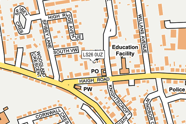 LS26 0UZ map - OS OpenMap – Local (Ordnance Survey)