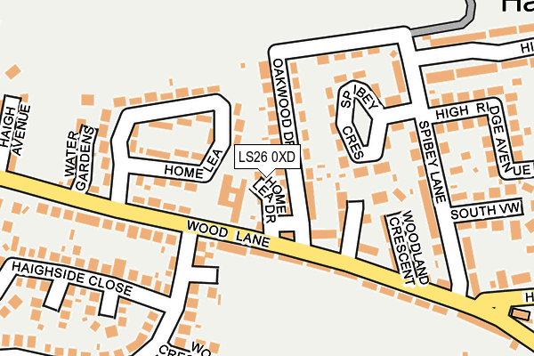 LS26 0XD map - OS OpenMap – Local (Ordnance Survey)