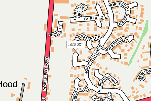 LS26 0XT map - OS OpenMap – Local (Ordnance Survey)