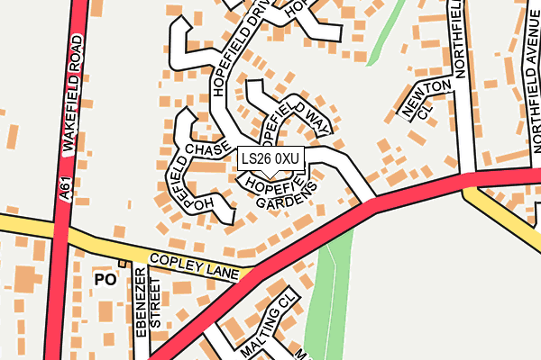 LS26 0XU map - OS OpenMap – Local (Ordnance Survey)