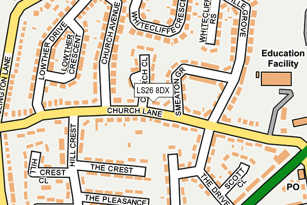 LS26 8DX map - OS OpenMap – Local (Ordnance Survey)