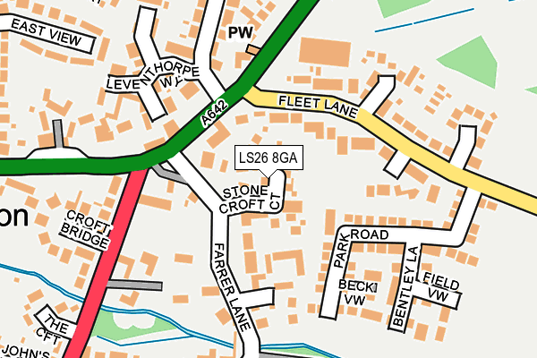 LS26 8GA map - OS OpenMap – Local (Ordnance Survey)