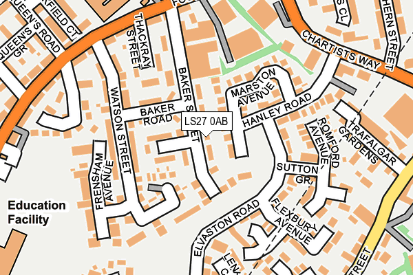 LS27 0AB map - OS OpenMap – Local (Ordnance Survey)