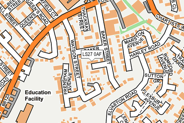 LS27 0AF map - OS OpenMap – Local (Ordnance Survey)