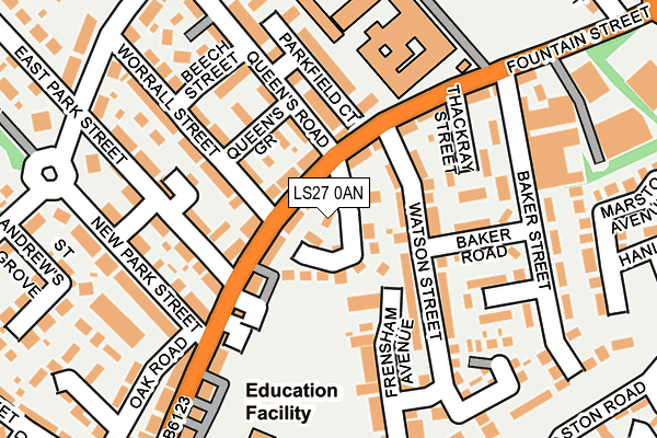 LS27 0AN map - OS OpenMap – Local (Ordnance Survey)