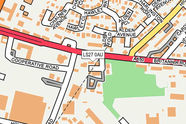 LS27 0AU map - OS OpenMap – Local (Ordnance Survey)