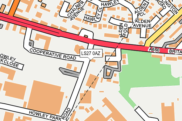 LS27 0AZ map - OS OpenMap – Local (Ordnance Survey)