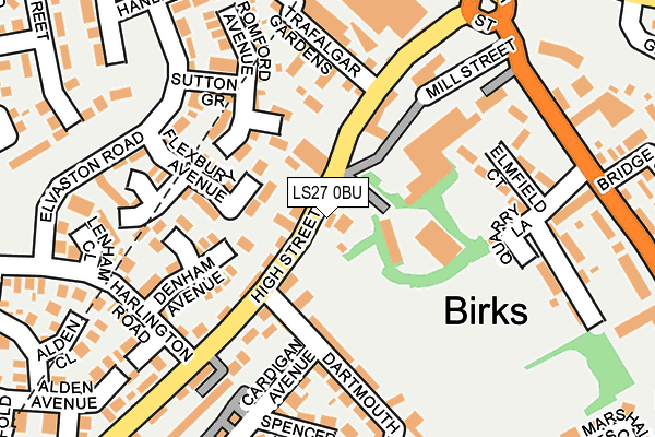 LS27 0BU map - OS OpenMap – Local (Ordnance Survey)