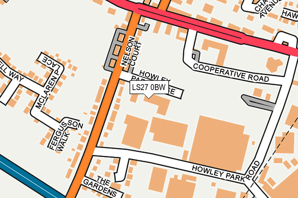 LS27 0BW map - OS OpenMap – Local (Ordnance Survey)