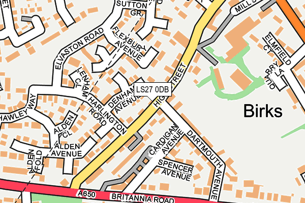 LS27 0DB map - OS OpenMap – Local (Ordnance Survey)