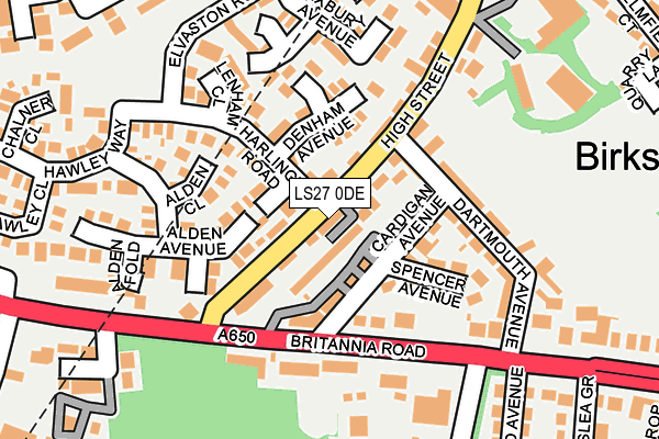 LS27 0DE map - OS OpenMap – Local (Ordnance Survey)