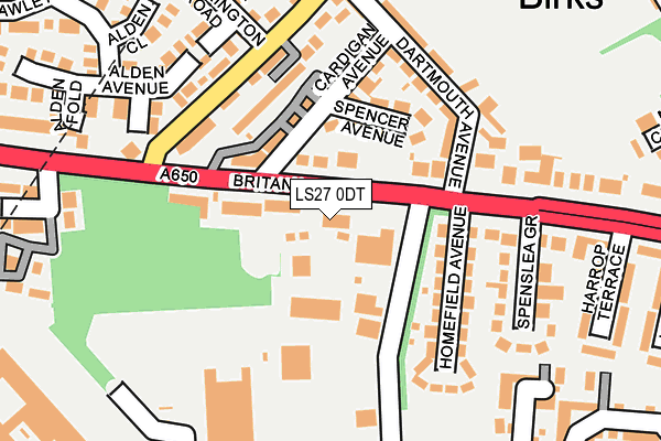 LS27 0DT map - OS OpenMap – Local (Ordnance Survey)