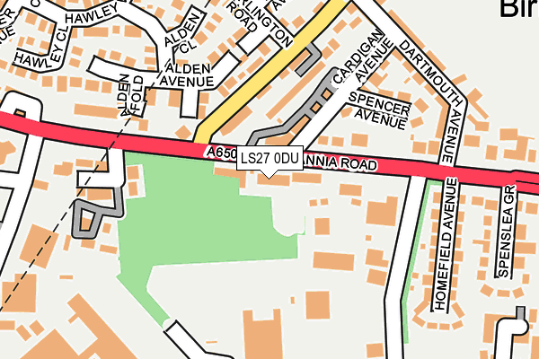 LS27 0DU map - OS OpenMap – Local (Ordnance Survey)