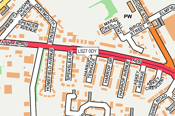 LS27 0DY map - OS OpenMap – Local (Ordnance Survey)