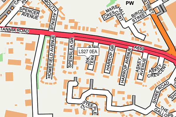 LS27 0EA map - OS OpenMap – Local (Ordnance Survey)