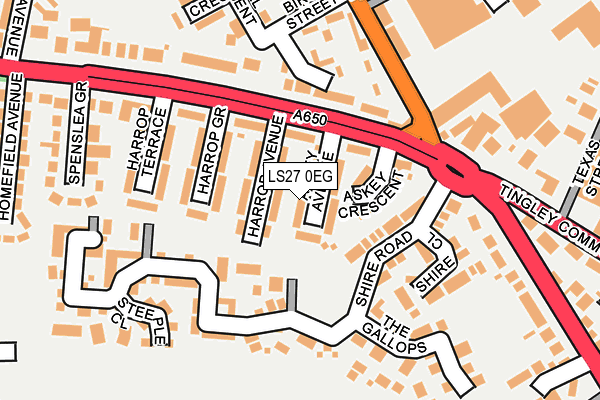 LS27 0EG map - OS OpenMap – Local (Ordnance Survey)