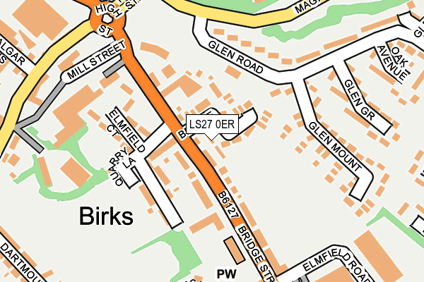 LS27 0ER map - OS OpenMap – Local (Ordnance Survey)