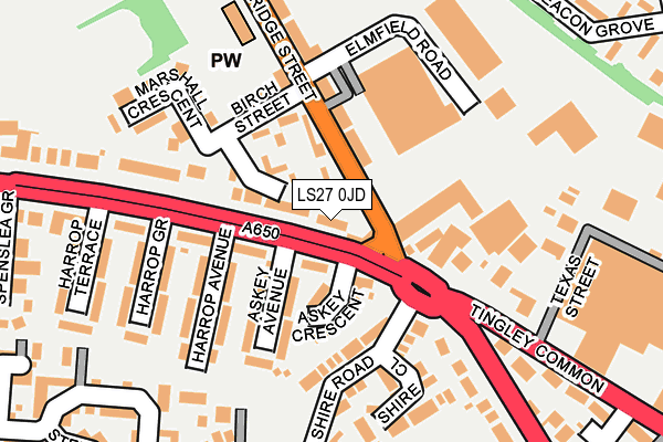 LS27 0JD map - OS OpenMap – Local (Ordnance Survey)