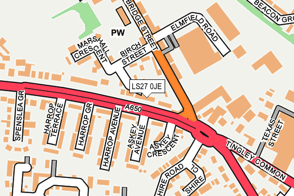 LS27 0JE map - OS OpenMap – Local (Ordnance Survey)